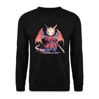 Dragon Samurai Japanese Kawaii Dragon - Unisex Sweatshirt - black - Front - Alina (178cm) & Michal (187cm)