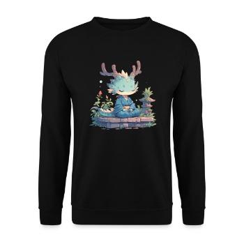 Dragon Zen Japanese Kawaii Dragon - Unisex Sweatshirt - black - Front - Alina (178cm) & Michal (187cm)