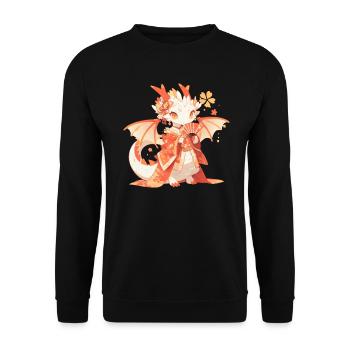 Drache Geisha Japanisch Kawaii - Unisex Pullover - Schwarz - Vorne - Alina (178cm) & Michal (187cm)