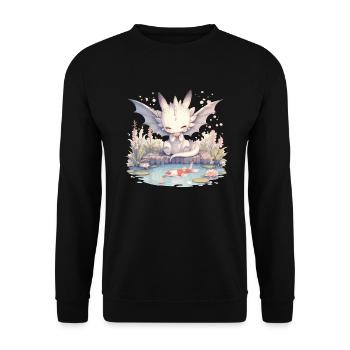 Drache Koi Fisch Japanisch Kawaii Drache - Unisex Pullover - Schwarz - Vorne - Alina (178cm) & Michal (187cm)