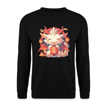 Drachenlaternenfest Japanisch Kawaii - Unisex Pullover - Schwarz - Vorne - Alina (178cm) & Michal (187cm)