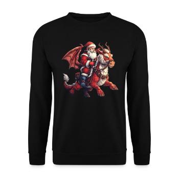 Le Père Noël chevauche un dragon Noël - Sweat-shirt Unisexe - noir - Devant - Alina (178cm) & Michal (187cm)