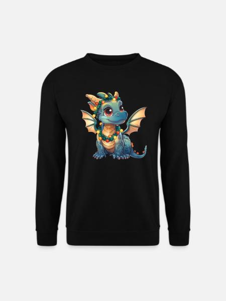 Drache Weihnachten Drache Kinder - Unisex Pullover - Schwarz