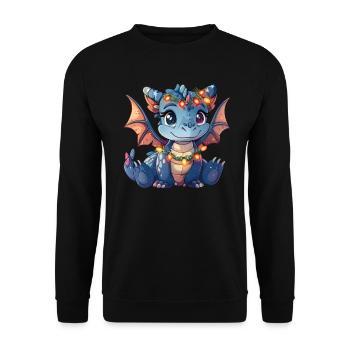 Dragon Christmas Lights Anime Kawaii Kids - Unisex Sweatshirt - black - Front - Alina (178cm) & Michal (187cm)