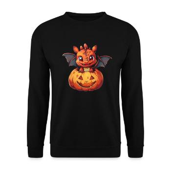 Dragon in Pumpkin Halloween Cute Anime - Unisex Sweatshirt - black - Front - Alina (178cm) & Michal (187cm)