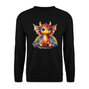 Drache St. Patricks Day Regenbogen Kinder - Unisex Pullover - Schwarz - Vorne - Alina (178cm) & Michal (187cm)
