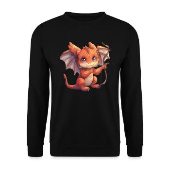Amor Drache Valentinstag Liebe - Unisex Pullover - Schwarz - Vorne - Alina (178cm) & Michal (187cm)