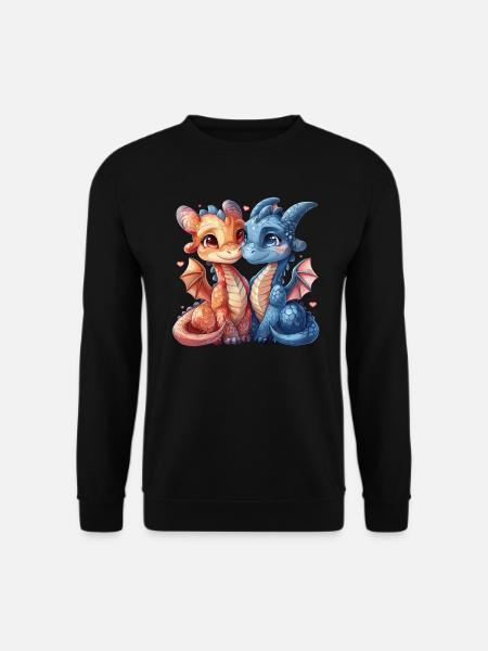 Verliebte Drachen Valentinstag Niedlich - Unisex Pullover - Schwarz