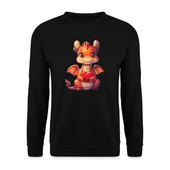 Dragon Heart Valentine's Day Cute - Unisex Sweatshirt - black - Front - Alina (178cm) & Michal (187cm)