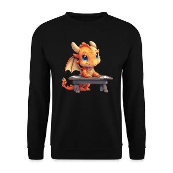 Drachenschule Drache Niedliche Kinder - Unisex Pullover - Schwarz - Vorne - Alina (178cm) & Michal (187cm)