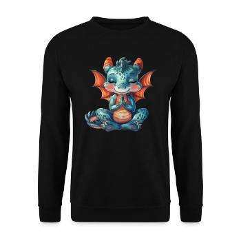 Drache Yoga Kawaii Drache Niedlich - Unisex Pullover - Schwarz - Vorne - Alina (178cm) & Michal (187cm)