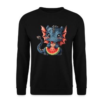 Dragon Pastèque Kawaii Dragon Enfants - Sweat-shirt Unisexe - noir - Devant - Alina (178cm) & Michal (187cm)