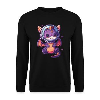 Dragon Astronaut Kawaii Dragon Kids - Unisex Sweatshirt - black - Front - Alina (178cm) & Michal (187cm)