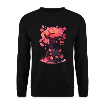 Drache Japanischer Sakura Baum Niedlich - Unisex Pullover - Schwarz - Vorne - Alina (178cm) & Michal (187cm)