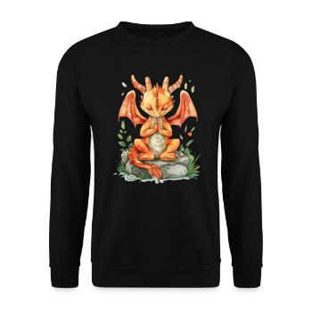 Dragon Zen Japanese Kawaii - Unisex Sweatshirt - black - Front - Alina (178cm) & Michal (187cm)