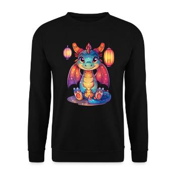 Drachenlaternenfest Japanisch Kawaii - Unisex Pullover - Schwarz - Vorne - Alina (178cm) & Michal (187cm)