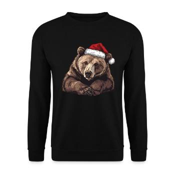 Grizzly Bear Christmas Brown Bear - Unisex Sweatshirt - black - Front - Alina (178cm) & Michal (187cm)