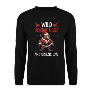 Grizzly Bear Christmas Brown Bear - Unisex Sweatshirt - black - Front - Alina (178cm) & Michal (187cm)