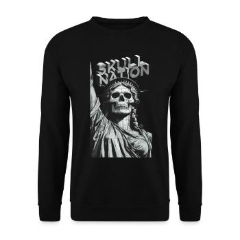 Skull Nation - Skull, Totenkopf, New York - Unisex Pullover - Schwarz - Vorne - Alina (178cm) & Michal (187cm)