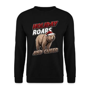 Grizzly Bear Christmas Brown Bear - Unisex Sweatshirt - black - Front - Alina (178cm) & Michal (187cm)