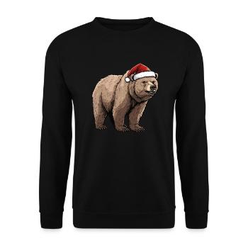Grizzly Bear Christmas Brown Bear - Unisex Sweatshirt - black - Front - Alina (178cm) & Michal (187cm)