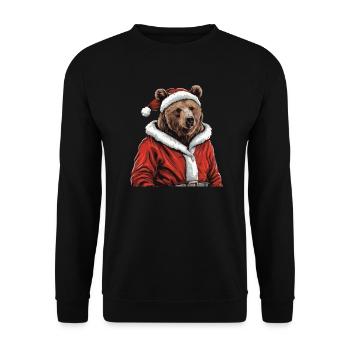 Grizzly Bear Christmas Brown Bear - Unisex Sweatshirt - black - Front - Alina (178cm) & Michal (187cm)