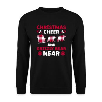 Grizzly Bear Christmas Brown Bear - Unisex Sweatshirt - black - Front - Alina (178cm) & Michal (187cm)