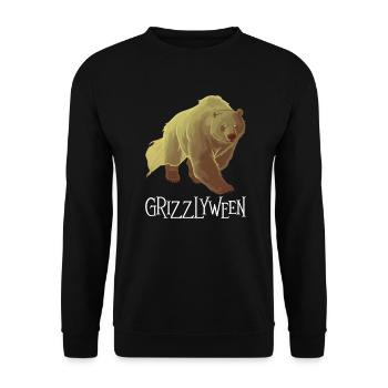 Grizzlybär Halloween Braunbär - Unisex Pullover - Schwarz - Vorne - Alina (178cm) & Michal (187cm)