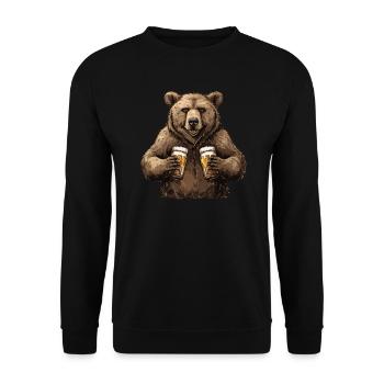 Grizzly Bear Bière Halloween Ours Brun - Sweat-shirt Unisexe - noir - Devant - Alina (178cm) & Michal (187cm)