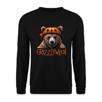 Grizzlybär Halloween Braunbär - Unisex Pullover - Schwarz - Vorne - Alina (178cm) & Michal (187cm)