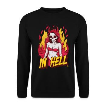 Female Devil - Alive, Skull, Totenkopf - Unisex Pullover - Schwarz - Vorne - Alina (178cm) & Michal (187cm)