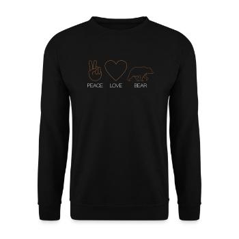 Peace Love Bear - Grizzly Bear Brown Bear - Unisex Sweatshirt - black - Front - Alina (178cm) & Michal (187cm)