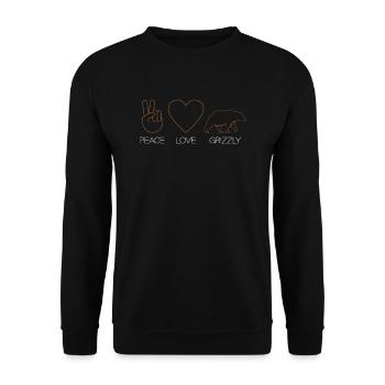 Peace Love Bear - Grizzly Bear Brown Bear - Unisex Sweatshirt - black - Front - Alina (178cm) & Michal (187cm)