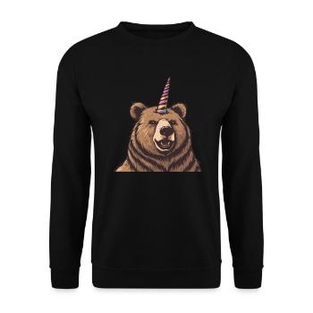 Grizzly Bear Unicorn Brown Bear Bear - Unisex Sweatshirt - black - Front - Alina (178cm) & Michal (187cm)