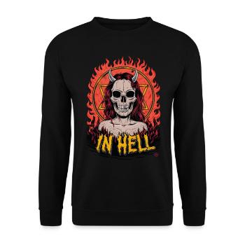 Female Devil - Hell, Skull, Totenkopf - Unisex Pullover - Schwarz - Vorne - Alina (178cm) & Michal (187cm)