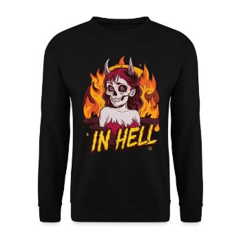 Female Devil - Alive, Skull, Totenkopf - Unisex Pullover - Schwarz - Vorne - Alina (178cm) & Michal (187cm)