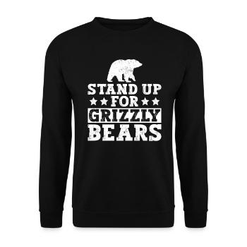 Grizzlybär Tierrechte Braunbär - Unisex Pullover - Schwarz - Vorne - Alina (178cm) & Michal (187cm)