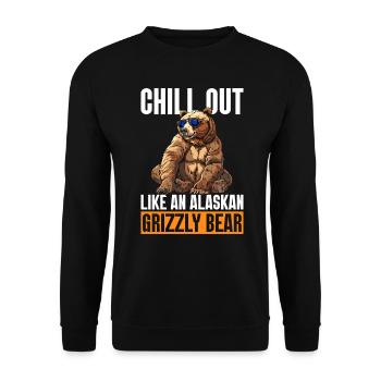 Grizzlybär Alaska Braunbär Bär - Unisex Pullover - Schwarz - Vorne - Alina (178cm) & Michal (187cm)
