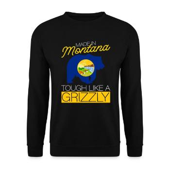 Grizzlybär Montana Braunbär Bär - Unisex Pullover - Schwarz - Vorne - Alina (178cm) & Michal (187cm)