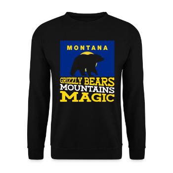 Grizzlybär Montana Braunbär Bär - Unisex Pullover - Schwarz - Vorne - Alina (178cm) & Michal (187cm)