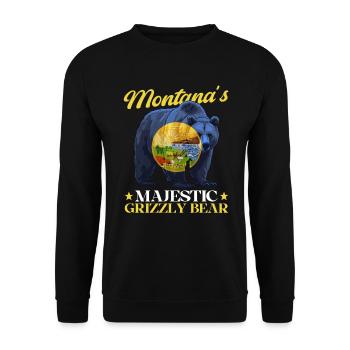 Grizzlybär Montana Braunbär Bär - Unisex Pullover - Schwarz - Vorne - Alina (178cm) & Michal (187cm)