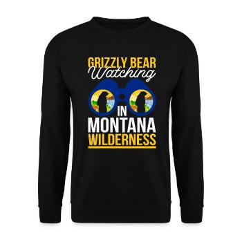 Grizzlybär Montana Braunbär Bär - Unisex Pullover - Schwarz - Vorne - Alina (178cm) & Michal (187cm)