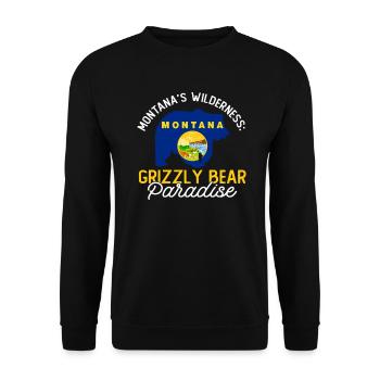 Grizzlybär Montana Braunbär Bär - Unisex Pullover - Schwarz - Vorne - Alina (178cm) & Michal (187cm)