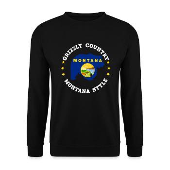 Grizzlybär Montana Braunbär Bär - Unisex Pullover - Schwarz - Vorne - Alina (178cm) & Michal (187cm)
