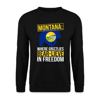 Grizzly Bear Montana Brown Bear Bear - Unisex Sweatshirt - black - Front - Alina (178cm) & Michal (187cm)