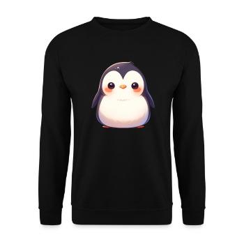 Pinguin Kawaii Pinguin Niedlich - Unisex Pullover - Schwarz - Vorne - Alina (178cm) & Michal (187cm)