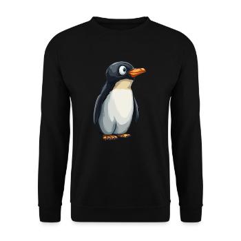 Pinguin Kawaii Pinguin Niedlich - Unisex Pullover - Schwarz - Vorne - Alina (178cm) & Michal (187cm)