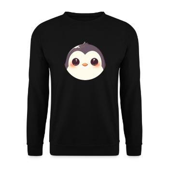 Pinguin Kawaii Pinguin Niedlich - Unisex Pullover - Schwarz - Vorne - Alina (178cm) & Michal (187cm)