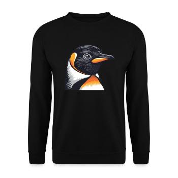 Pinguin Kawaii Pinguin Niedlich - Unisex Pullover - Schwarz - Vorne - Alina (178cm) & Michal (187cm)