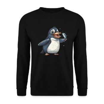 Penguin Kawaii Penguin Cute - Unisex Sweatshirt - black - Front - Alina (178cm) & Michal (187cm)